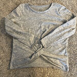NWOT Maurices Gray Long Sleeve Sweatshirt with Cross Front and Crew Neck